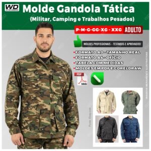 Molde Gandola Adulto Tamanho Real do P ao XXG em PDF e CDR